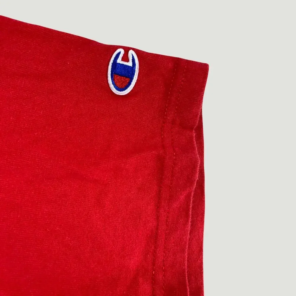 Champion Script Logo Red Short Sleeve T-Shirt Size Large Classic Streetwear - Picture 3 of 4